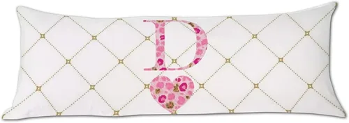 Vista 11 de Funda de almohada corporal con monograma del alfabeto y corazón, estampado de leopardo rosa, letra H, almohadas para dormir, funda de almohada larga