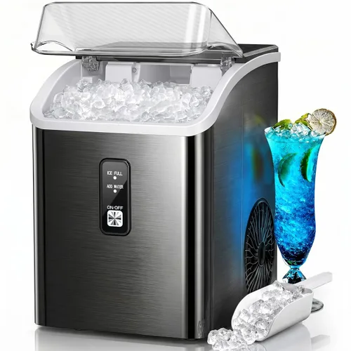 Vista 8 de Kismile Máquina de hielo para encimera, pequeña máquina de hielo, negro