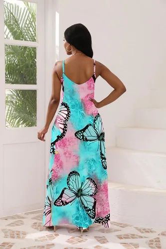 Vista 2 de vunahzma - Vestido largo y sexy para mujer, casual, sin mangas, talla extragrande, holgado, con bolsillos