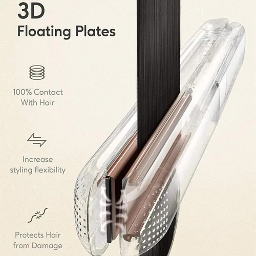 Vista 3 de Plancha plana de titanio profesional con pantalla LCD digital negra Negro