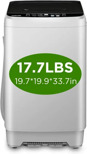 Vista 8 de KRIB BLING Lavadora completamente automática con pantalla LED, bomba de drenaje de lavadora de 17.7 libras, 10 programas y 8 niveles de agua Gris