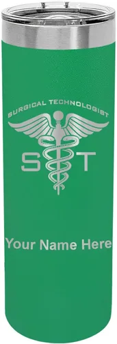 Vista 13 de LaserGram Vaso delgado aislado al vacío de 22 onzas, ST Surgical Technologist, grabado personalizado incluido (negro)