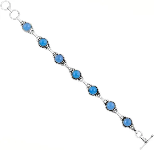 Vista 33 de Round Shape Natural & Synthetic Gemstones Silver Plated Bracelets for Women - Vintage Bohemian Style Handmade Birthstone Adjustable Link Bracelet