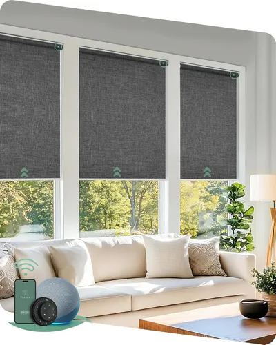 Vista 28 de Yoolax Persianas motorizadas con control remoto, persianas inteligentes opacas para ventanas, persianas enrollables motorizadas, persianas