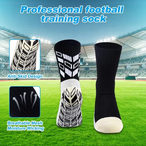 Vista 2 de Paquete de 4 calcetines de fútbol antideslizantes para hombre, calcetines de fútbol para jóvenes, calcetines antideslizantes para niños y mujeres