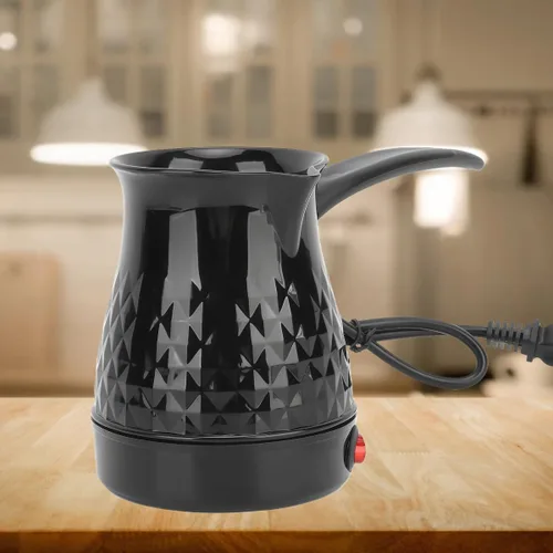 Vista 7 de Cafetera turca, cafetera turca eléctrica de 20.3 fl oz, máquina de café turco ABS y acero inoxidable con mango extraíble como accesorio