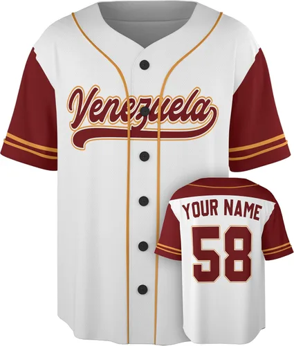 Vista 8 de Camiseta de béisbol personalizada de Venezuela - Camisetas deportivas personalizadas del orgullo Veneka con número de nombre, camisas de Beisbol