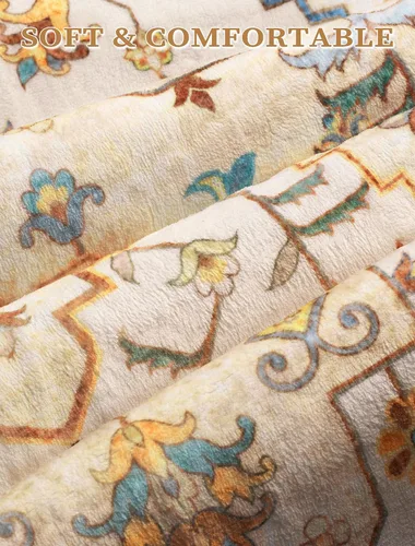 Vista 85 de SERISSA - Tapetes florales vintage, antideslizante, lavable, pequeño, ultrasuave, bohemio, de pelo bajo, para entrada, interiores, habitación