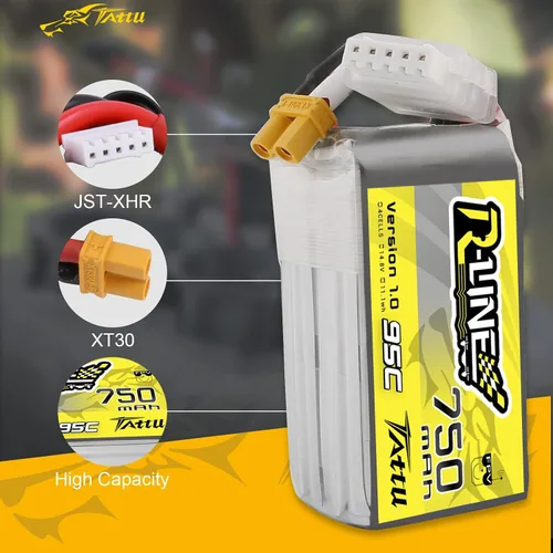 Vista 4 de TATTU R-Line 750mAh 14.8V 95C 4S1P Lipo Batería con Enchufe XT30