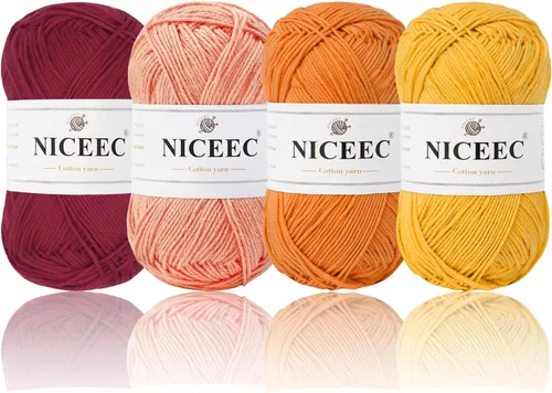 Vista 56 de NICEEC - Hilo de algodón suave para bebé, 4 madejas, color gris púrpura