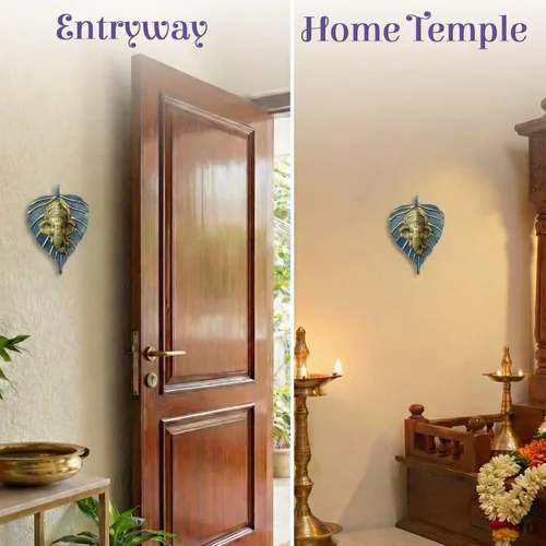 Vista 3 de LOVENSPIRE Ganesha Diwali - Decoración de hojas de metal para colgar en la pared para el hogar y la oficina, regalo de regreso de inauguración