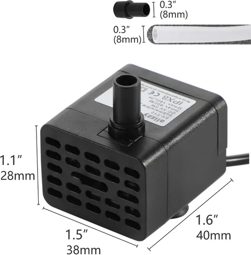 Vista 7 de alizzy - Bomba de agua pequeña USB DC 5 V 50 GPH (180 L/H) 3 W con tubo y flujo ajustable para fuente de mesa, baño de pájaros, fuente de gato