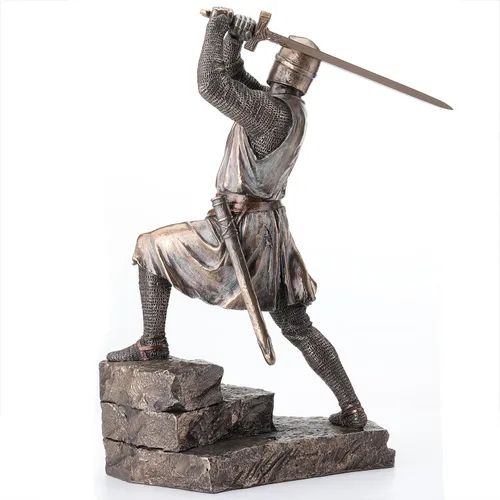 Vista 3 de Veronese Design Figura de guerrero de 12 pulgadas con acabado de bronce de resina fundida en frío
