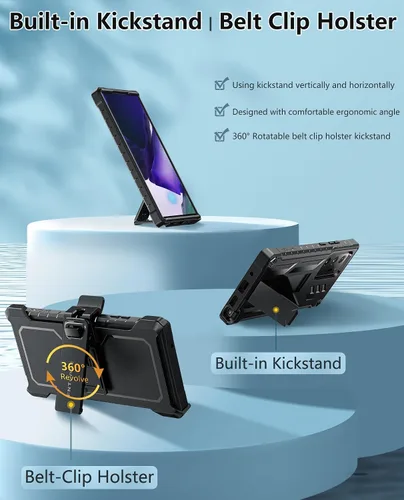 Vista 4 de FNTCASE Funda para Samsung Galaxy Note 20 Ultra con clip para cinturón y Negro