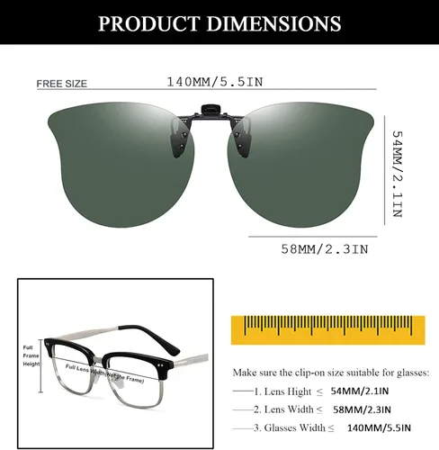 Vista 25 de Gafas de sol polarizadas con clip de ojo de gato, antirreflejos, protección UV, gafas de sol de gran tamaño sobre gafas graduadas