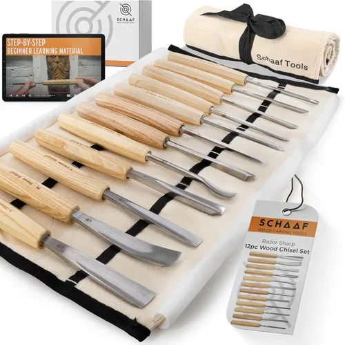 Vista 10 de Schaaf Wood Carving Tools Juego de cinceles de madera de 4 piezas, cola de Juego de cola de pez de 4 piezas