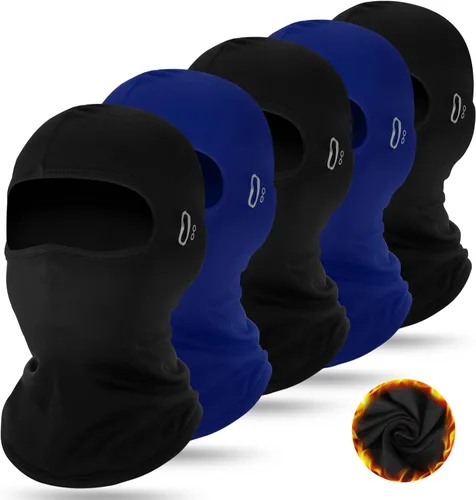 Vista 12 de Suhine 5 Piezas Máscara de Esquí de Pasamontañas Invierno, Resistente al Viento, Máscara Facial Completa Térmica para Clima Frío con Raya