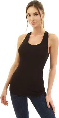 Vista 4 de AmélieBoutik Camiseta sin mangas con cuello redondo y ojales de encaje y espalda cruzada para mujer