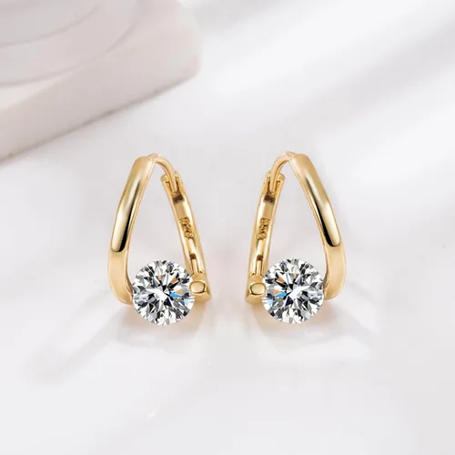 Vista 6 de Lymphatic Earrings for Women Silver Zircon Hoop Huggie Earrings Dainty Fashion Jewelry Gifts A1ï¼ 2 pares de pendientes linfáticos dorados