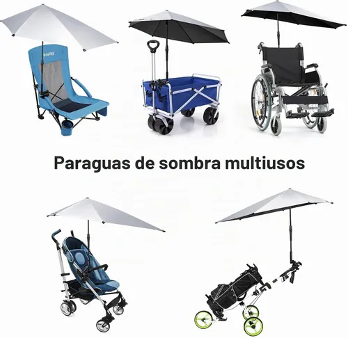 Vista 6 de G4Free Sombrilla ajustable UPF 50+ XL con abrazadera universal, protección UV, sombrilla para silla de playa, cochecito, silla de ruedas, carrito