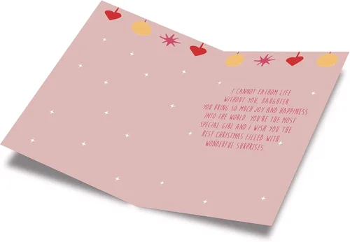 Vista 2 de Prime Greetings Tarjeta de Navidad para hija, fabricada en Estados Unidos, ecológica, tarjeta gruesa con sobre de primera calidad de 5 x 7.75