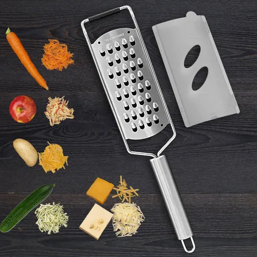 Vista 8 de Rallador profesional Zester grueso para queso, zanahoria, jengibre, coco, nueces y rábano picante, rallador de cocina con hoja de acero inoxidable