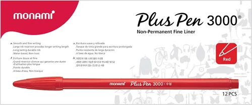 Vista 4 de MONAMI Plus Pen 3000 bolígrafos de punta de fieltro, punta fina (0.016 in), forro fino, escritura/diario/toma de notas en casa, escuela y oficina