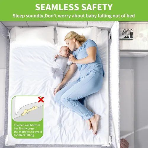 Vista 6 de yulongtengfei Protector de riel de cama para niños pequeños, riel de cama de bebé de altura ajustable, rieles de seguridad para niños