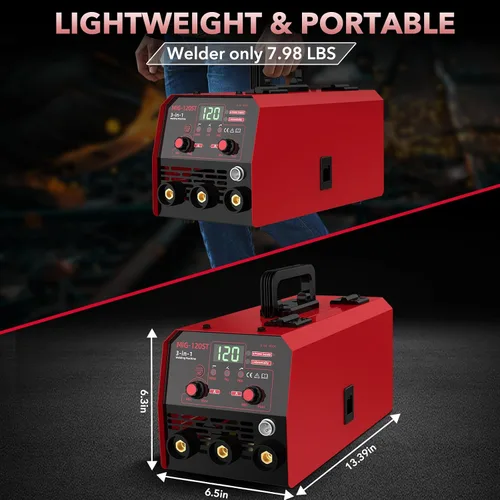 Vista 7 de Soldador MIG YesRight 110V, 120A Flux Core MIG/Lift TIG/Stick Máquina