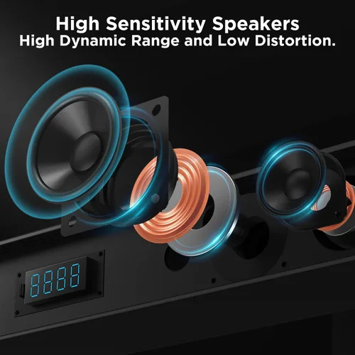 Vista 4 de Hiwill Barra de sonido Dolby de 2.2 canales para Smart TV, 200 W de potencia máxima, 6 controladores - 2 subwoofer/2 tweeter integrado, graves