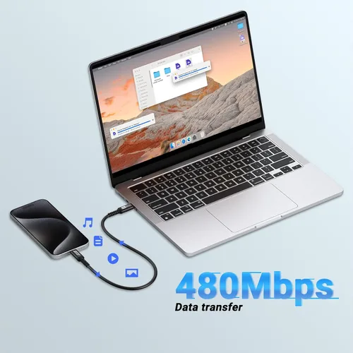 Vista 3 de Cable USB C de carga rápida de 240 W (1.5 pies, 2 paquetes) Cable Cable de carga USB C a USB C, cable USB C pd compatible con PD3.1, QC 4.0, FCP