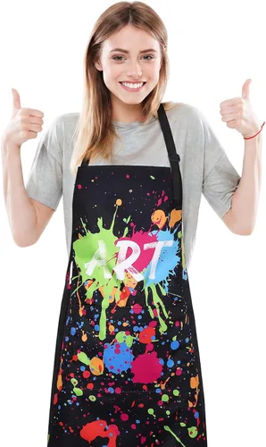 Vista 14 de Delantal de artista de pintura con bolsillos, delantales de pintura impermeables para adultos, delantal de arte ajustable con babero