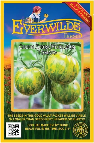 Vista 4 de everwilde explotaciones – Verde Zebra Heirloom semillas de tomate – Oro Vault