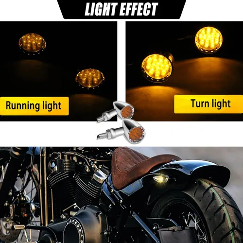 Vista 3 de DREAMIZER 2 piezas de luces intermitentes para motocicleta con 15 LEDs, cromadas, tipo bala, lámparas indicadoras delanteras y traseras, compatibles