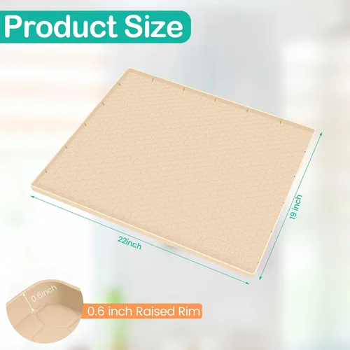 Vista 2 de Tapete impermeable para debajo del fregadero de 22 x 19 pulgadas, forro de silicona para gabinete, protector de goma para cocina y baño, mantiene
