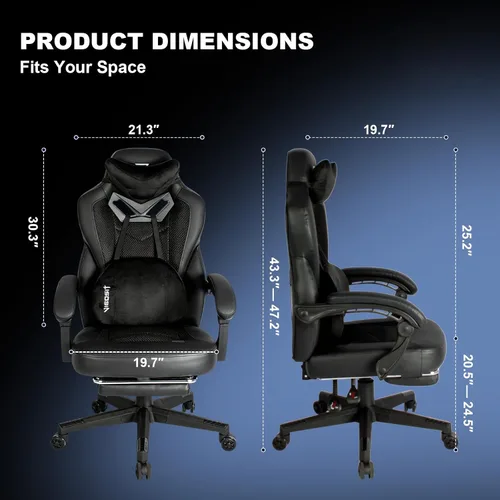 Vista 2 de Vigosit Silla de juegos Pro, sillas ergonómicas para juegos para adultos y personas pesadas, silla reclinable de masaje para escritorio de oficina