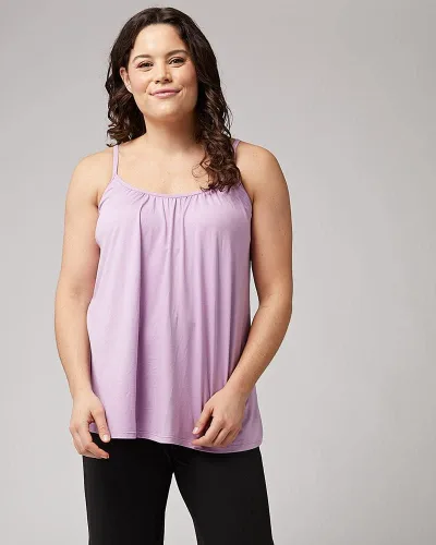 Vista 2 de 32 DEGREES Camiseta de tirantes para mujer, drapeada, con copa integrada