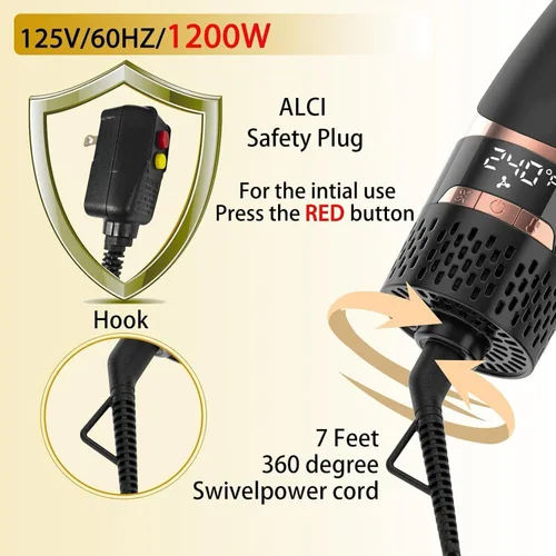 Vista 7 de Nicebay Cepillo secador de pelo, cepillo secador de pelo para mujer, estilo rápido, cepillo de soplado de un solo paso con pantalla