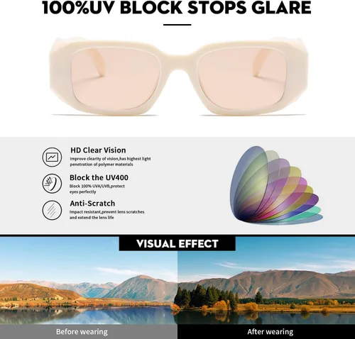 Vista 7 de Gafas de sol Mujer Cuadrado Hombres Moda Mostrar Sombras Retro Moda Moda Vogue Protección UV