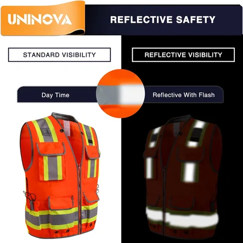 Vista 4 de Surveyor Safety Vest Reflective for Men,Class 2 Heavy Duty Safety Vests Reflective with Pockets and Zipper