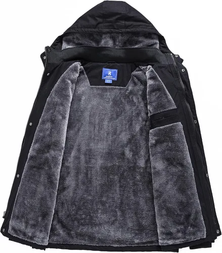 Vista 3 de Rapoo Chaqueta de invierno para hombre, de algodón, con forro polar, gruesa y cálida, con capucha