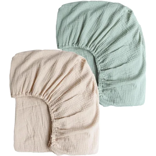 Vista 18 de Konssy Sábanas de Muselina para Cuna para Niña y Niño, 2 Piezas de Sábanas de Bebé de Algodón Suave y Transpirable para Colchón de Cuna Estándar