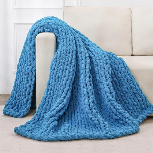 Vista 49 de Bigacogo - Cobija de punto grueso de 40 x 40 pulgadas, de felpilla, 100% tejida a mano, cobija pequeña de punto trenzado suave y grueso, con nudo