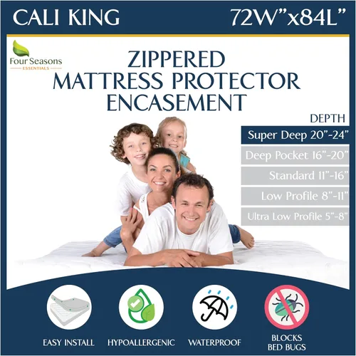 Vista 16 de Protector de Colchón Queen Contra Chinches Impermeable con Cremallera - Bolsillo Profundo que se Adapta hasta 20" de Profundidad - Funda