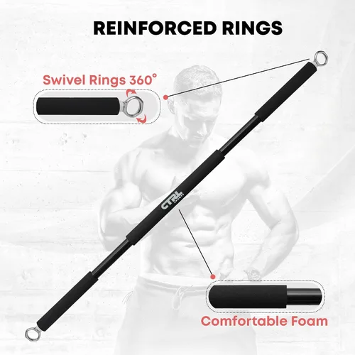 Vista 7 de Resistance Band Bar for Fitness – Workout Bar for Exercise, Squat, Biceps, Triceps, Shoulders, Back – Adjustable 3 Parts Bar for Resistance Bands