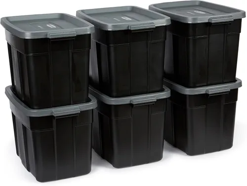 Vista 11 de Rubbermaid Paquete de 6 Contenedores Resistentes y Duraderos de 3 GAL para Almacenamiento con Tapas a Presión y Asas, Contenedores de Almacenamiento