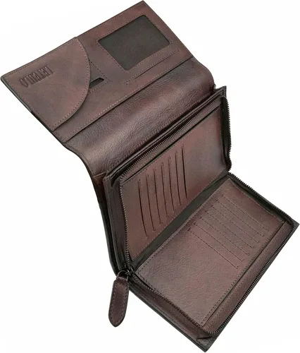 Vista 3 de Cartera para mujer de piel auténtica Dip Dye Organizador de tarjetas para damas de gran capacidad