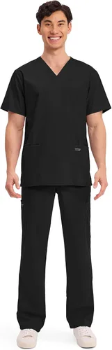 Vista 45 de Cherokee WW Professionals WW695 - Camisa de uniforme sanitario para hombre, con cuello en V