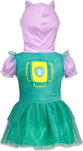 Vista 5 de Nickelodeon Paw Patrol - Conjunto de disfraz de Skye y Everest con capucha y mallas para niñas