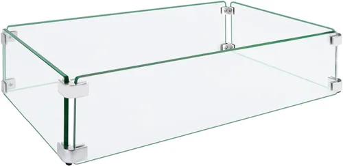 Vista 11 de Protector de viento para hoguera, 15 x 15 pulgadas, protector de viento cuadrado de vidrio templado para fogata y mesa de fuego, vidrio grueso